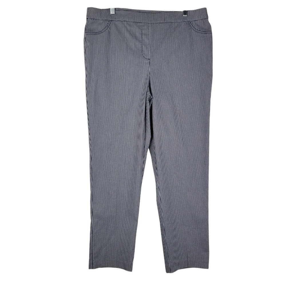 Alfred Dunner Easy Street Allure Pants Women's 12P Navy White Gingham Plaid NWT